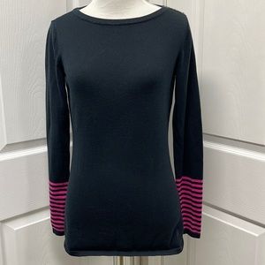 Nautical Black Pink Lone Sleeve Sweater Small